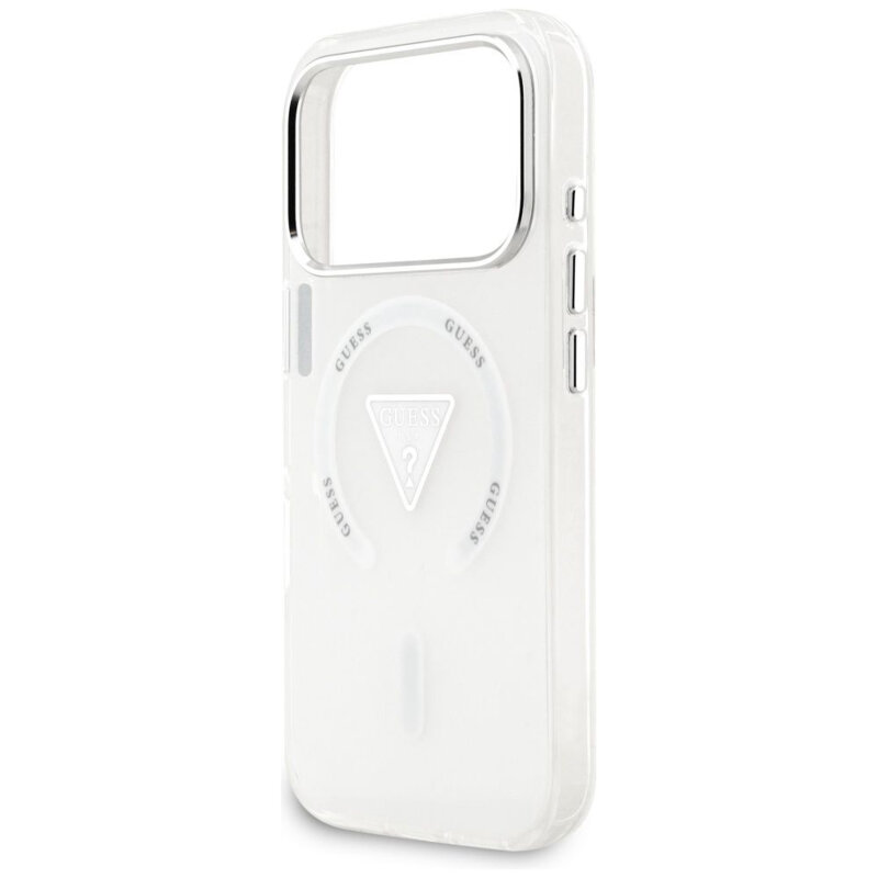 Husa iPhone 17 Pro originala Guess IML Gradient Triangle Logo MagSafe, transparenta, GUHMP17LHGTMLCGT