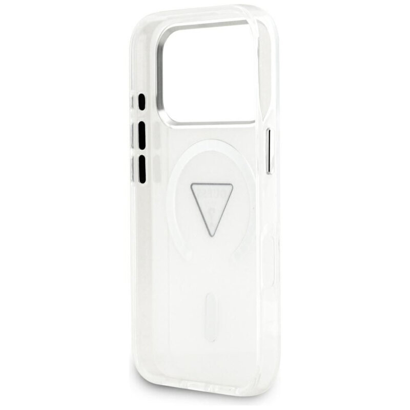Husa iPhone 17 Pro originala Guess IML Gradient Triangle Logo MagSafe, transparenta, GUHMP17LHGTMLCGT