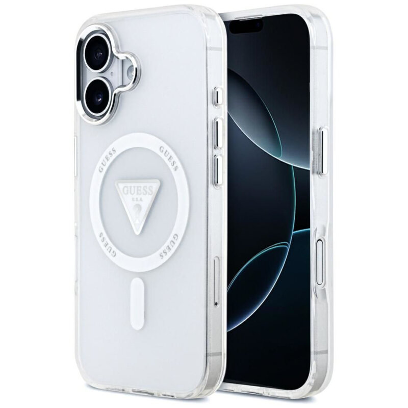 Husa iPhone 17 originala Guess IML Gradient Triangle Logo MagSafe, transparenta, GUHMP17SHGTMLCGT