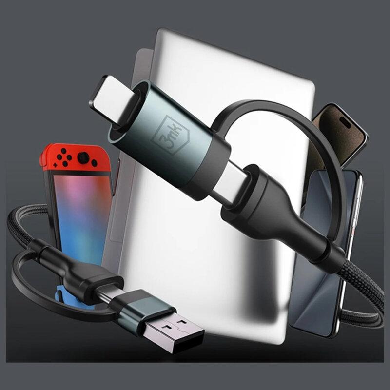 Cablu de date USB, Type-C, iOS 3mk Hyper N, negru, 60W, 1.2m