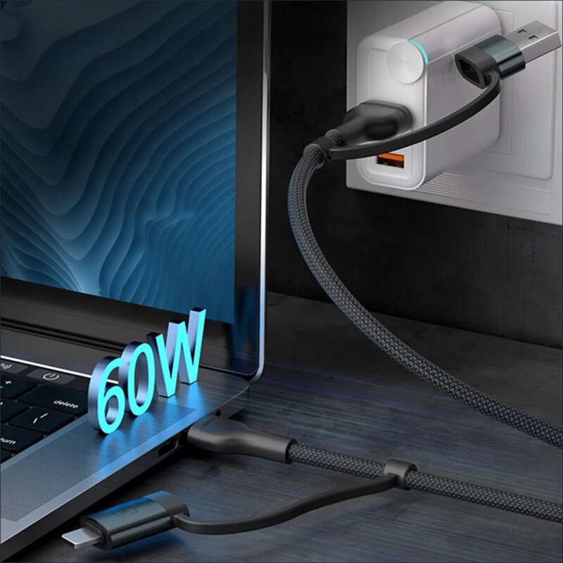 Cablu de date USB, Type-C, iOS 3mk Hyper N, negru, 60W, 1.2m