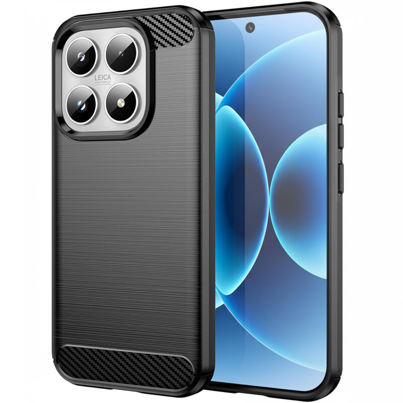 Husa Xiaomi 17 Techsuit Carbon Silicone, negru