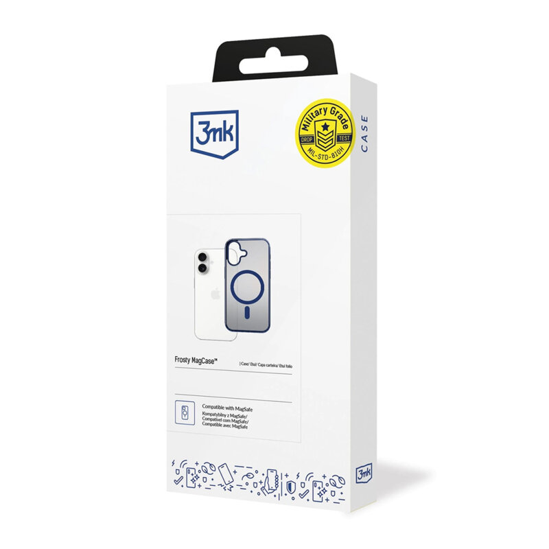 Husa iPhone 17 premium 3mk Frosty MagCase, albastru