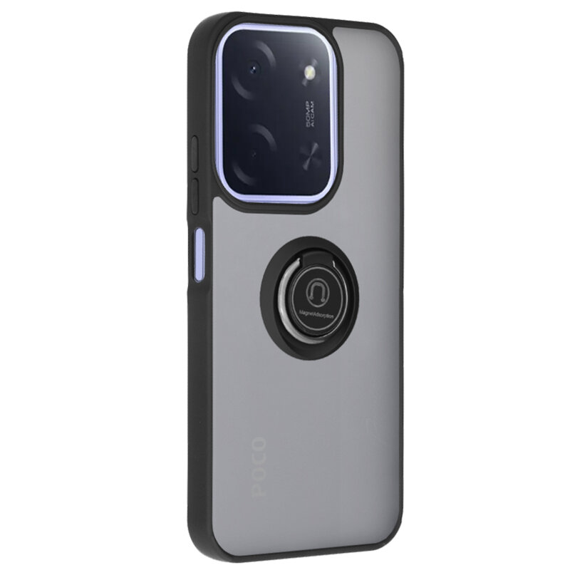 Husa Xiaomi Poco C85 4G Techsuit Glinth cu inel suport stand magnetic, negru