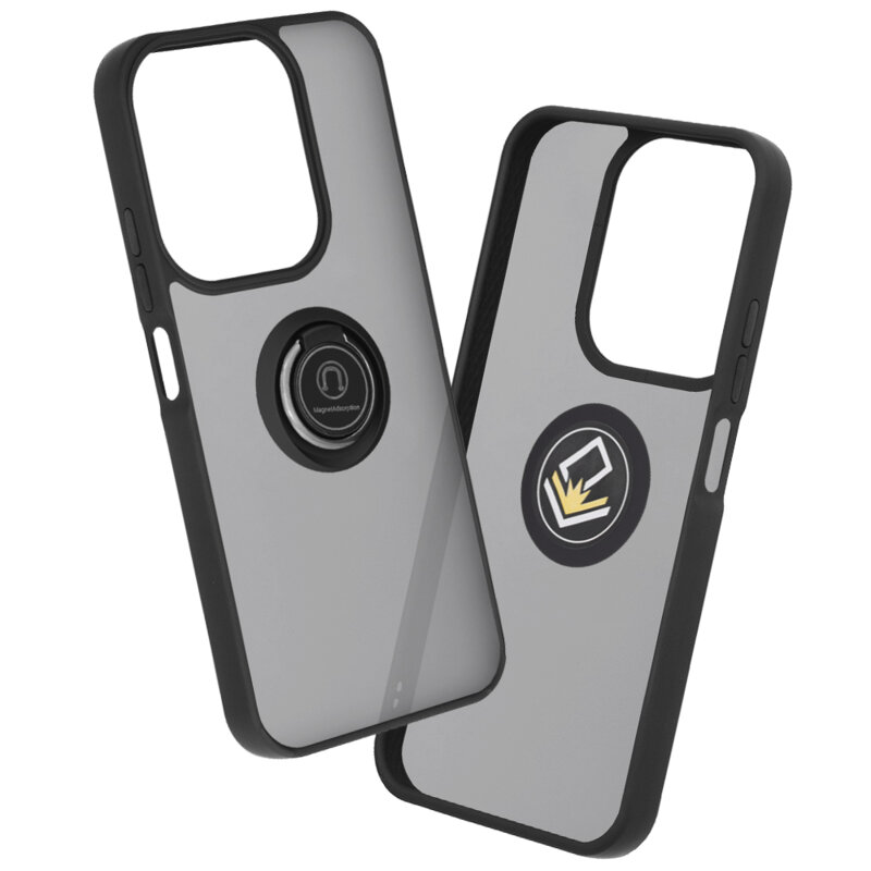 Husa Xiaomi Poco C85 4G Techsuit Glinth cu inel suport stand magnetic, negru
