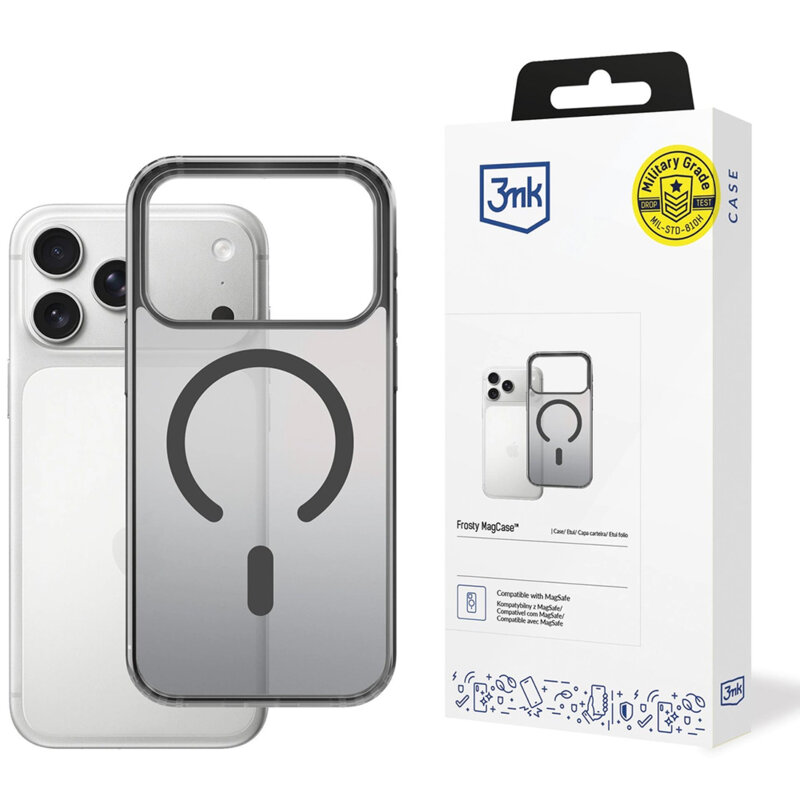 Husa iPhone 17 Pro Max premium 3mk FFrosty MagCase, negru