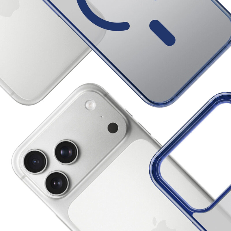 Husa iPhone 17 Pro premium 3mk Frosty MagCase, bleu