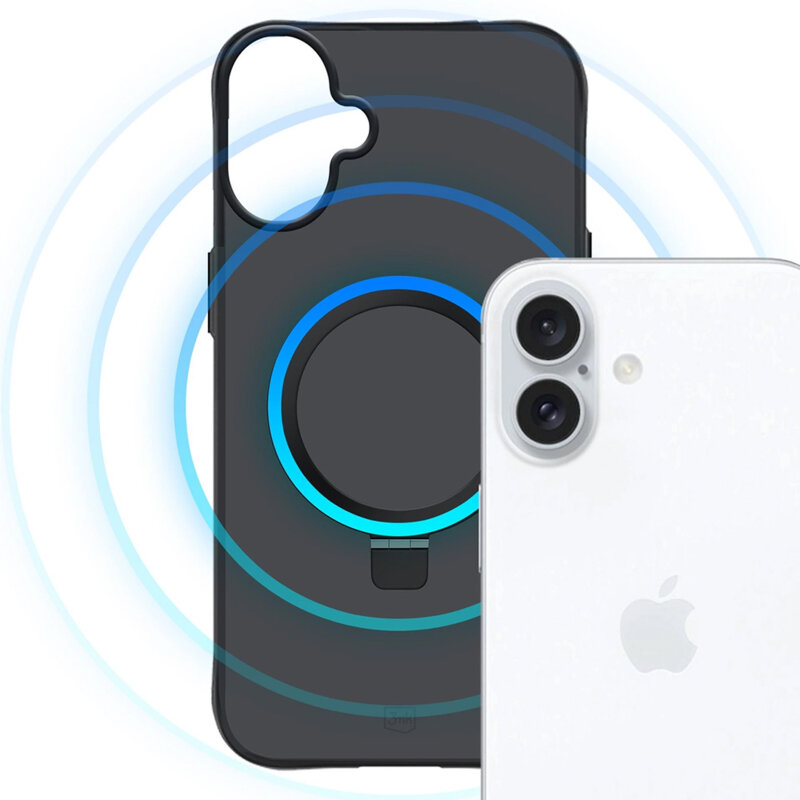 Husa iPhone 17 premium 3mk Smoke Case Mag&Stand, negru