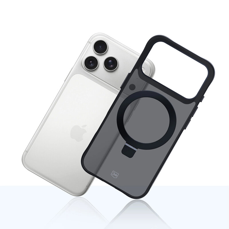 Husa iPhone 17 Pro Max premium 3mk Smoke Case Mag&Stand, negru