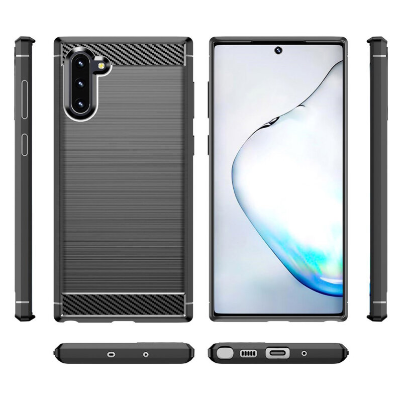Husa Samsung Galaxy Note 10 Techsuit Carbon Silicone, negru