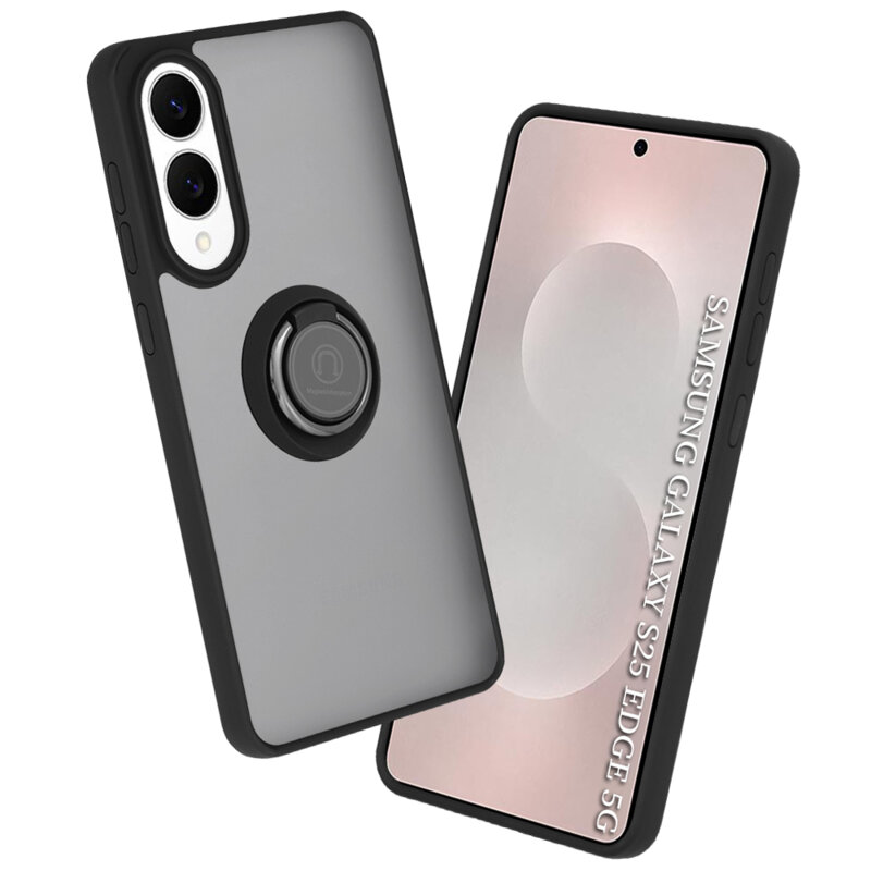 Husa Samsung Galaxy S25 Edge Techsuit Glinth cu inel suport stand magnetic, negru