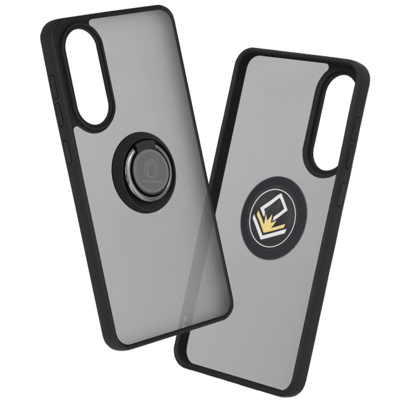 Husa Samsung Galaxy S25 Edge Techsuit Glinth cu inel suport stand magnetic, negru