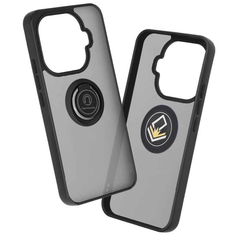 Husa Xiaomi 15T Pro Techsuit Glinth cu inel suport stand magnetic, negru