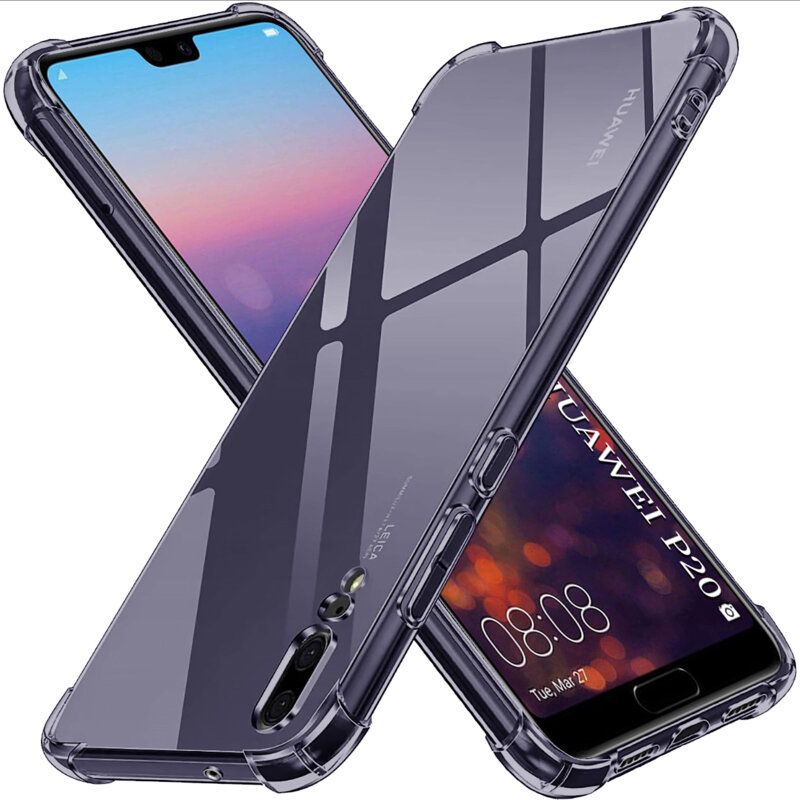 Husa Huawei P20 Techsuit Shockproof Clear Silicone, fumuriu