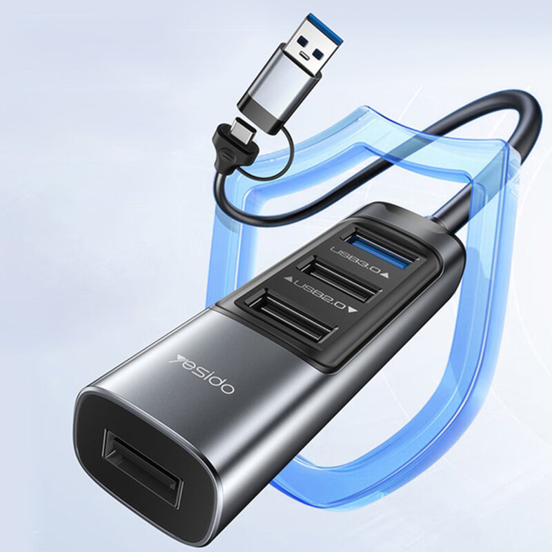 Hub USB, Type-C la 4x USB, USB-C, PD100W, 5Gbps Yesido, HB20