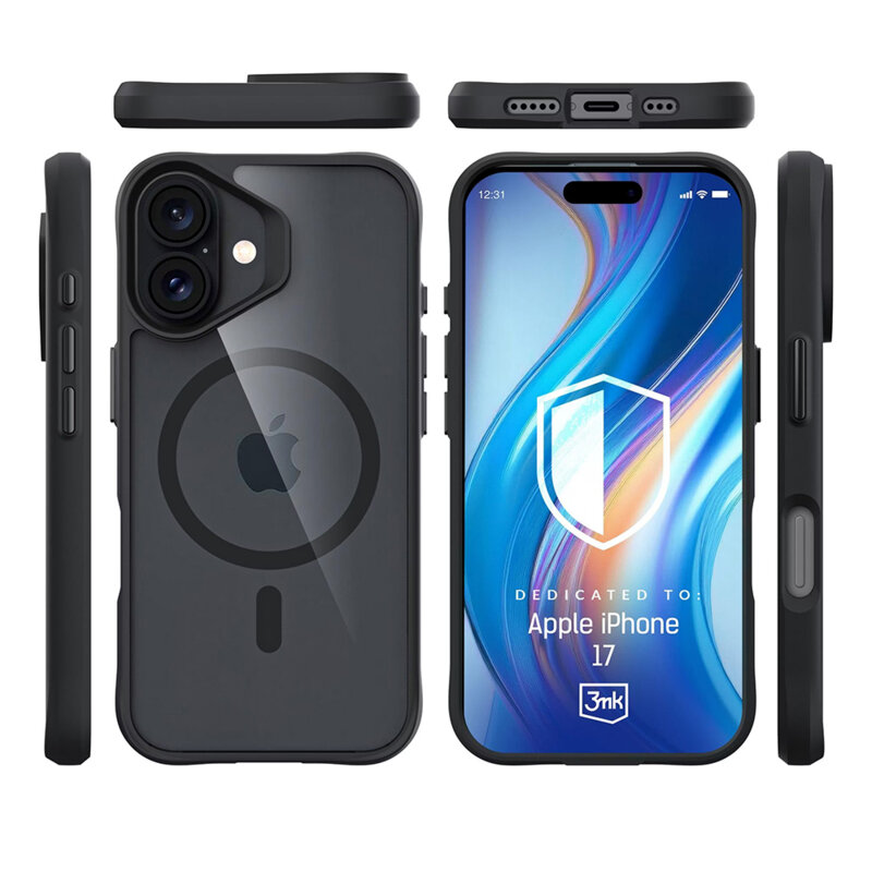 Husa iPhone 17 3mk Satin Armor MagCase, negru