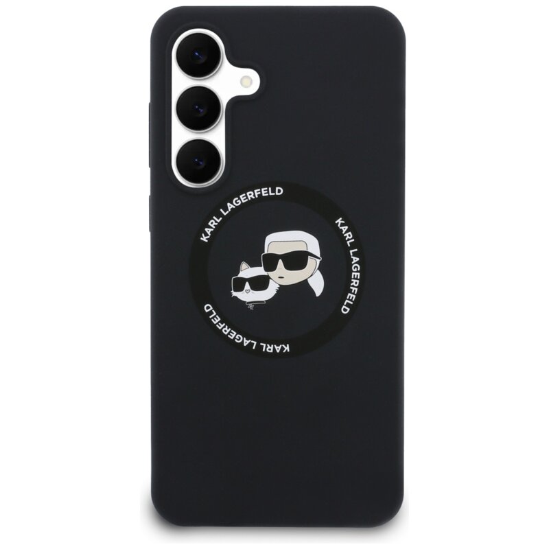 Husa Karl Lagerfeld Samsung Galaxy S25 FE Silicone KC Heads MagSafe, negru, KLHMS25FESKCHTCK