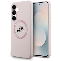 Husa Karl Lagerfeld Samsung Galaxy S25 FE Silicone KC Heads MagSafe, roz, KLHMS25FESKCHTCP