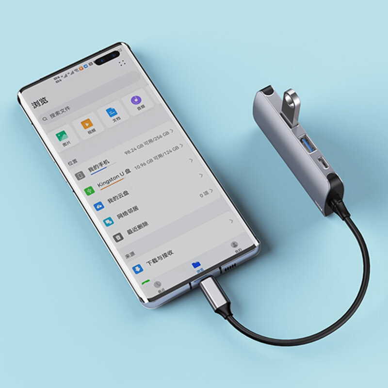 Hub Type-C la USB, USB- C, SD/TF, RJ45 Yesido, 1000Mbps, HB15