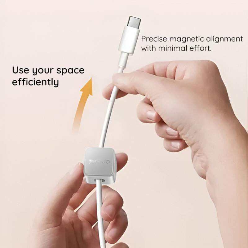 [Pachet 4x] Mini organizator cabluri cu clips magnetice Yesido, alb, C216