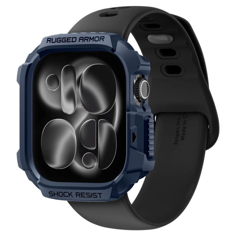 Husa Apple Watch 11 42mm Spigen Rugged Armor, bleumarin