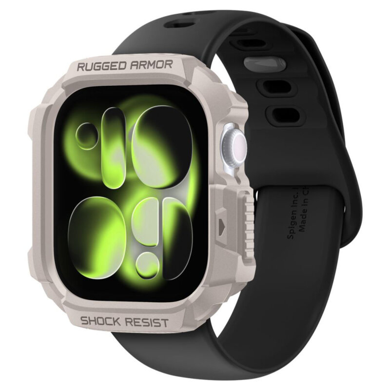 Husa Apple Watch 10 42mm Spigen Rugged Armor V2, bej
