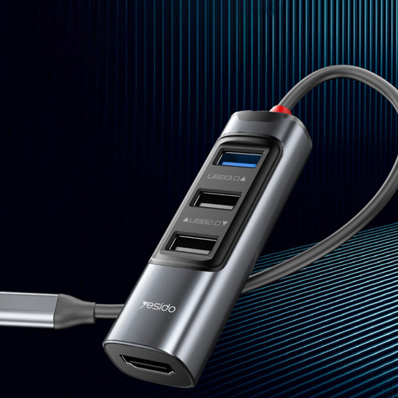 Hub Type-C la USB, USB-C, HDMI, PD100W, 4K, 5in1 Yesido, HB22