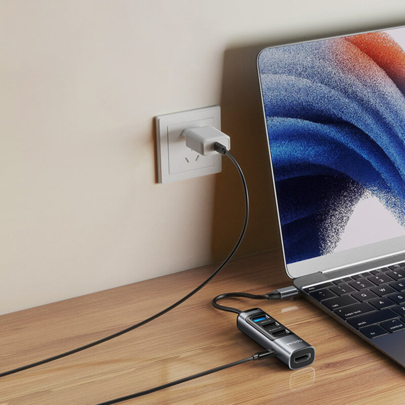 Hub Type-C la USB, USB-C, HDMI, PD100W, 4K, 5in1 Yesido, HB22