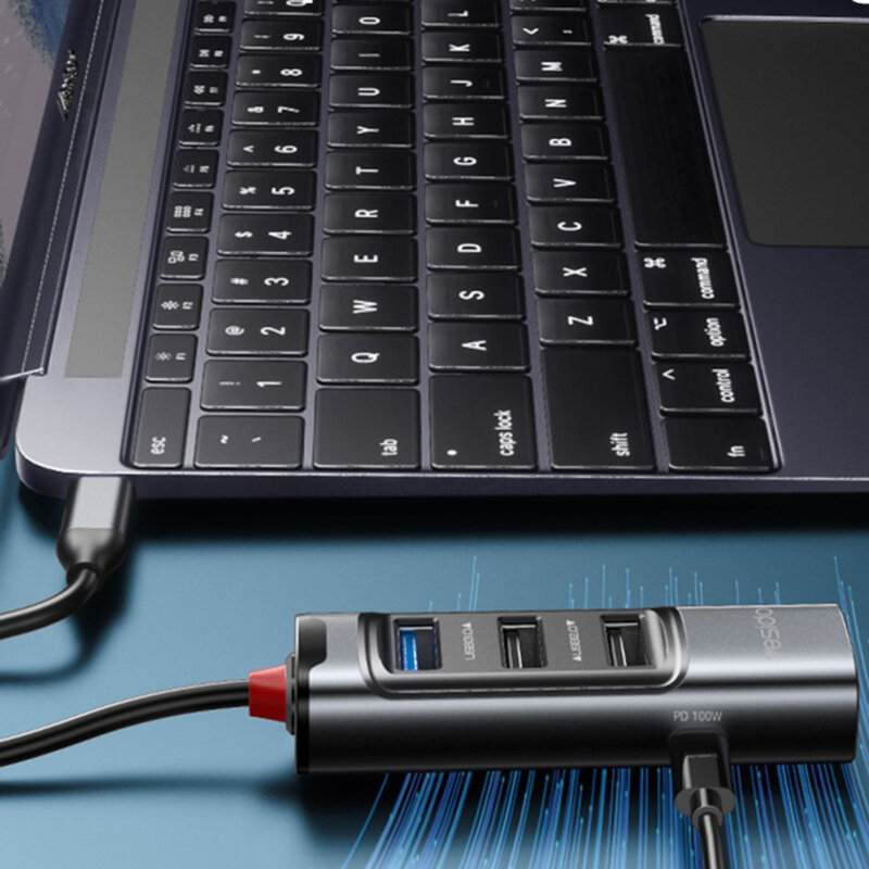 Hub Type-C la USB, USB-C, DP, PD100W, 4K, 5in1 Yesido, HB23