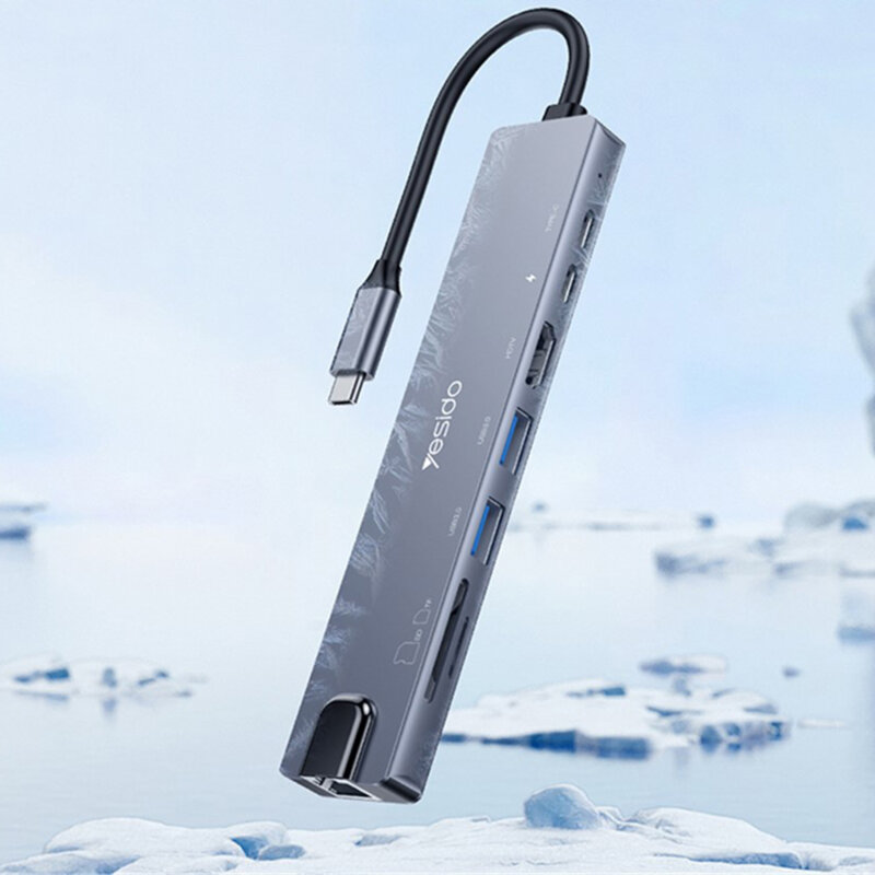 Hub Type-C la USB, Type-C, HDMI, TF/SD, PD100W Yesido, HB27