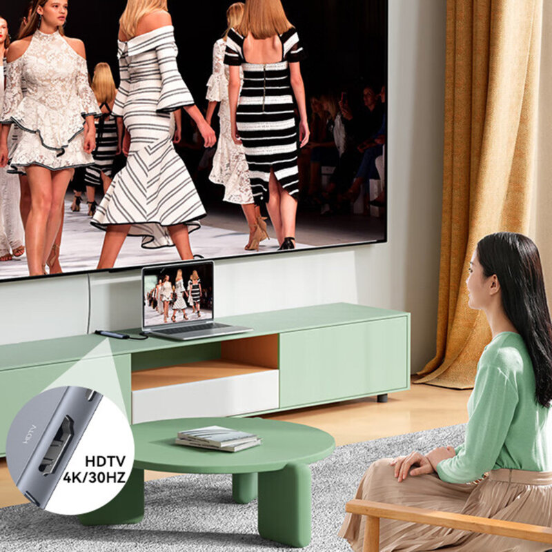 Hub Type-C la USB, Type-C, HDMI, TF/SD, PD100W Yesido, HB27