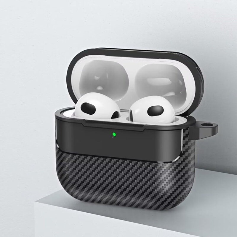 Husa AirPods 4 Techsuit CarbonFiber, negru