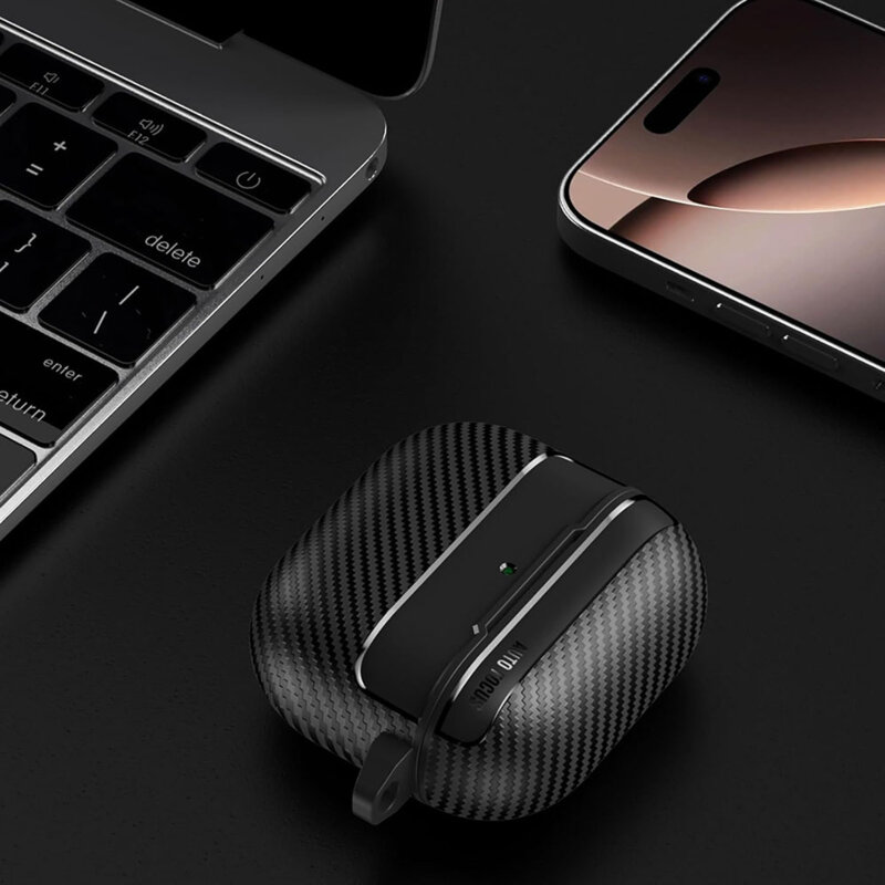 Husa AirPods 4 Techsuit CarbonFiber, negru