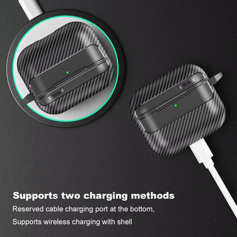 Husa AirPods 4 Techsuit CarbonFiber, negru