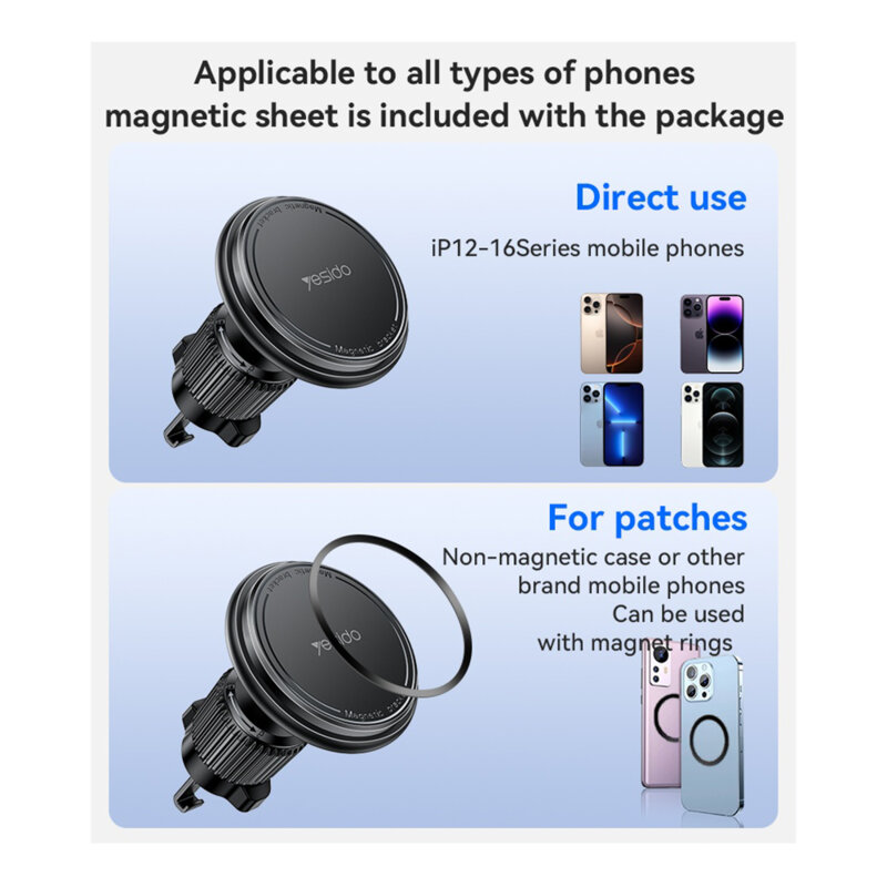 Suport auto magnetic pentru ventilatie, Barb Lock Yesido C252