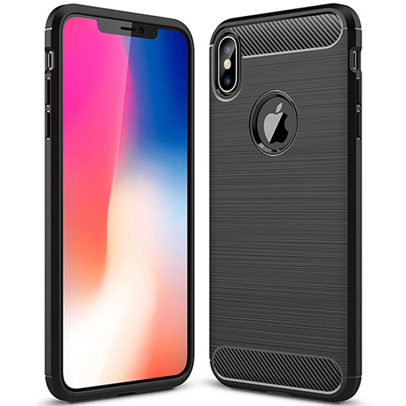 Husa iPhone XS Max Techsuit Carbon Silicone, negru