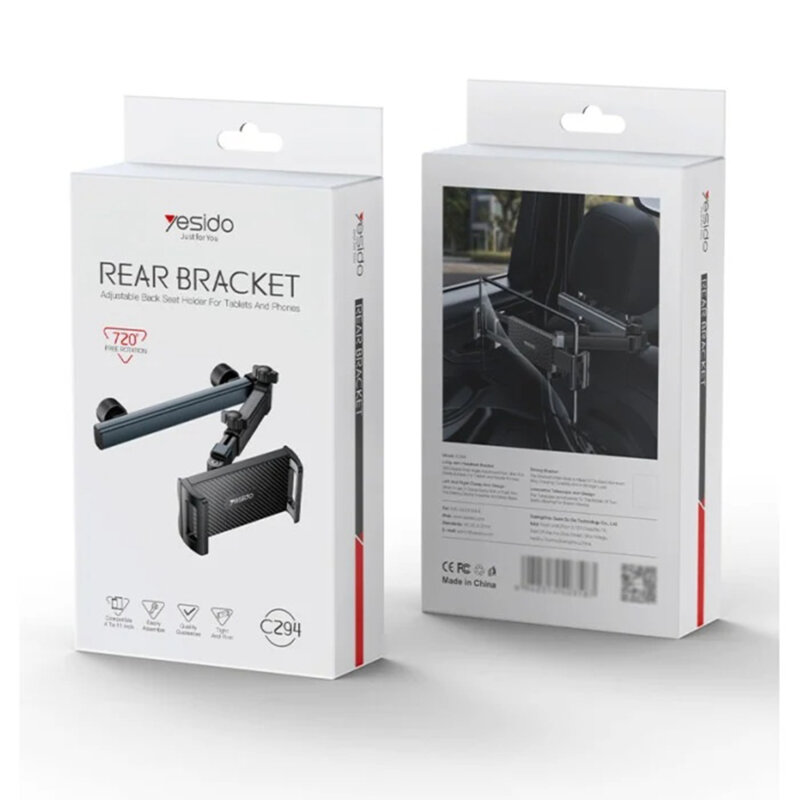Suport auto tetiera cu brat telescopic, extra wide Yesido C294