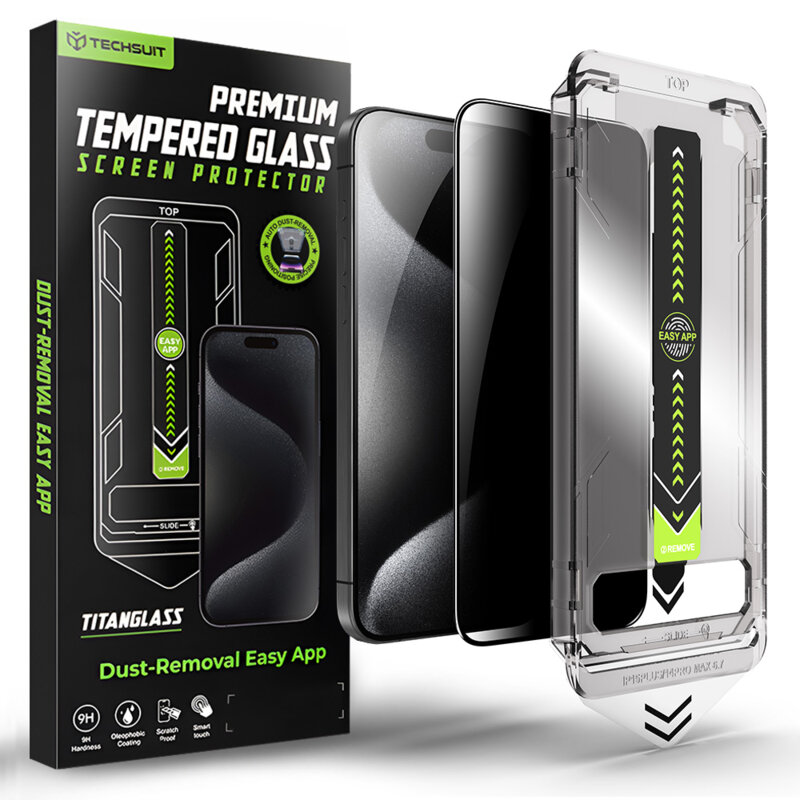 Folie iPhone 15 Techsuit TitanGlass FullCover, privacy