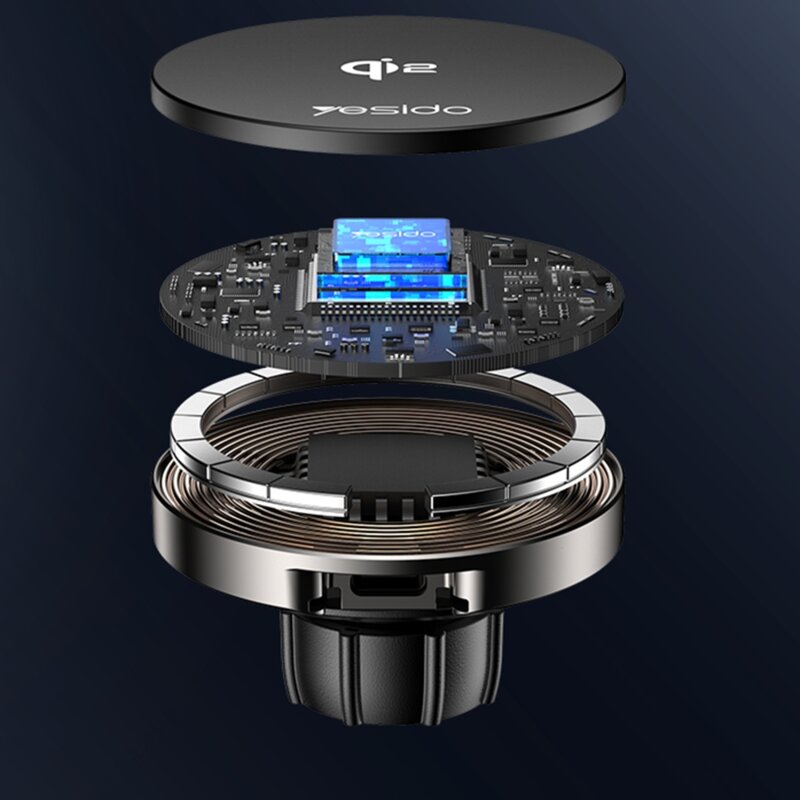 Suport auto cu incarcare wireless QI2.0 15W Yesido DS30, negru