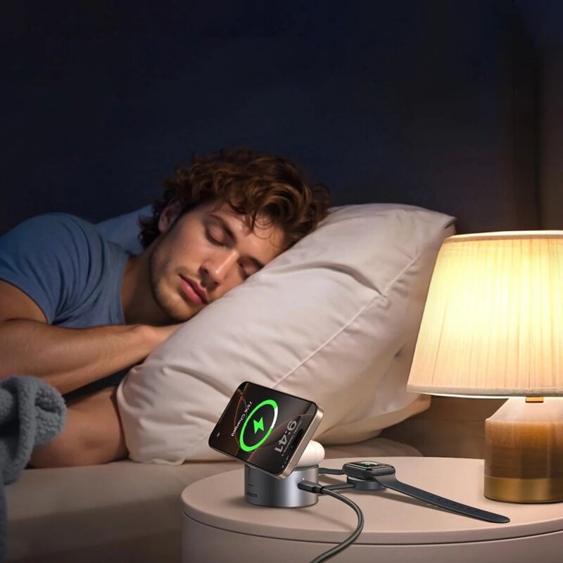 Incarcator wireless MagSafe Qi2 3in1 Ugreen, 25W, gri, 65148