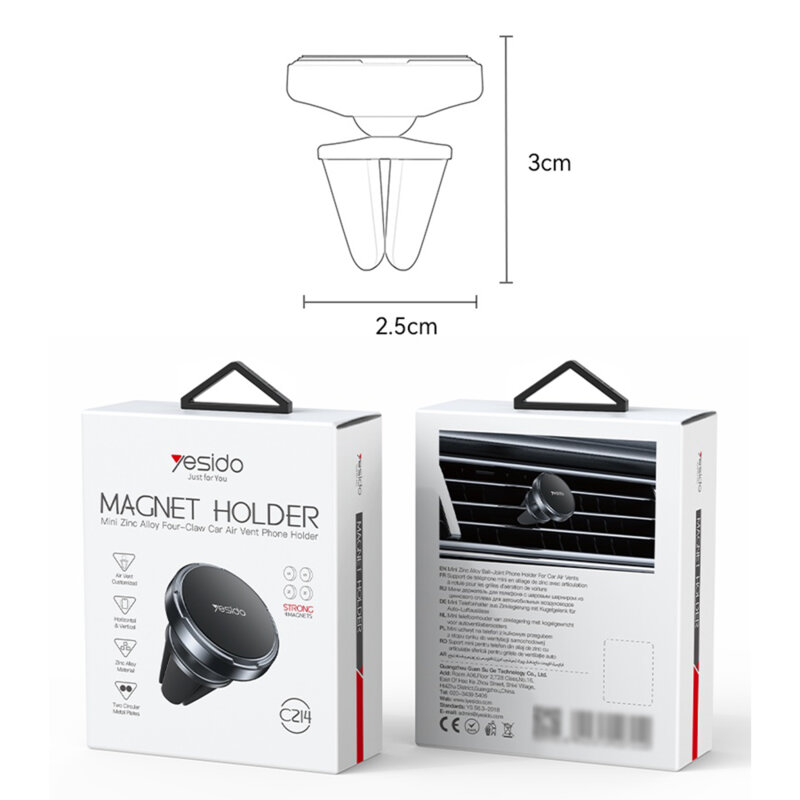 Suport auto magnetic cu design ultra mic, universal Yesido C214