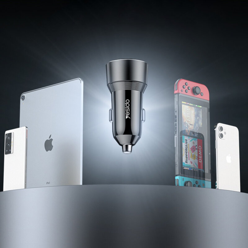 Incarcator auto cu carcasa aluminiu 50W Yesido Y64, negru