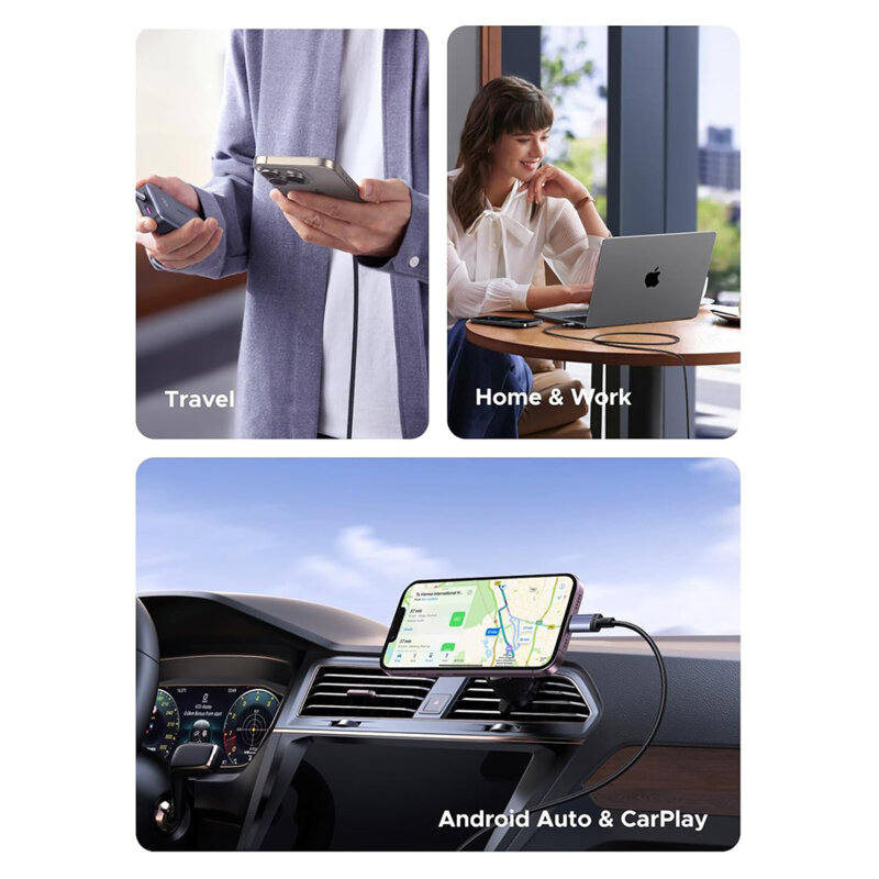 Cablu incarcare Type-C Ugreen, 240W, 5A, 0.5m, gri, 65906