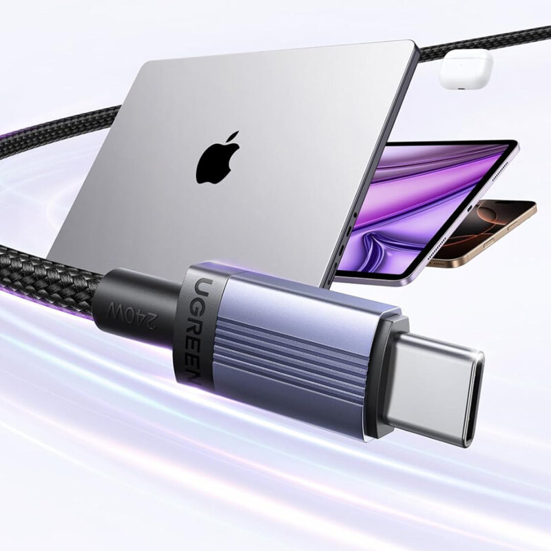 Cablu incarcare Type-C Ugreen, 240W, 5A, 0.5m, gri, 65906