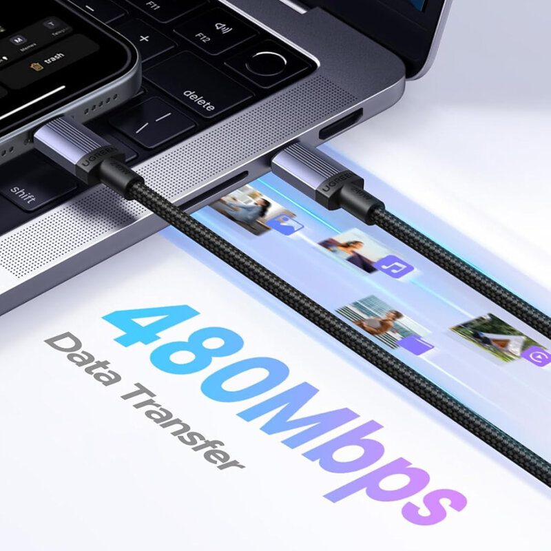 Cablu incarcare Type-C Ugreen, 240W, 5A, 1m, gri, 65907