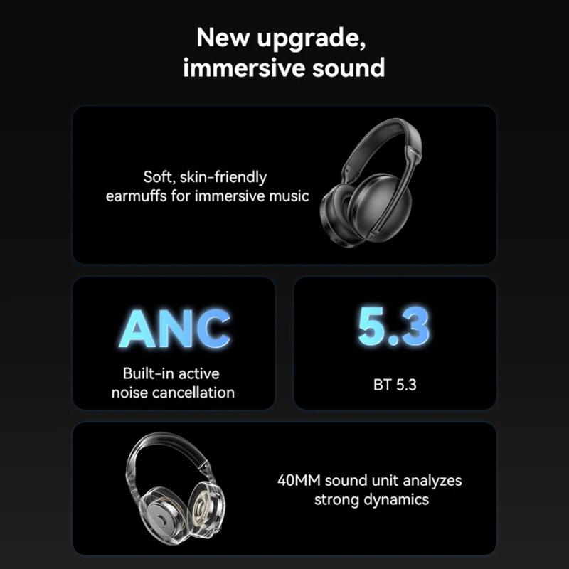 Casti Bluetooth over-ear Noise Cancelling Yesido EP08, 500mAh