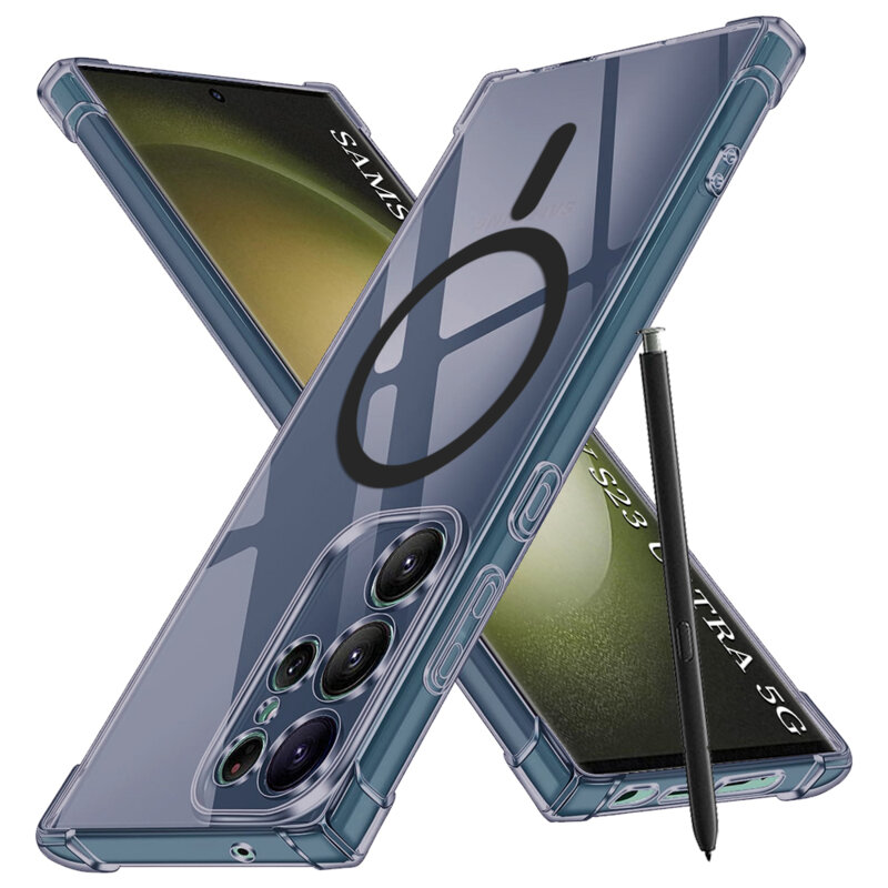 Husa Samsung Galaxy S23 Ultra Techsuit Shockproof Clear Silicone MagSafe, fumuriu