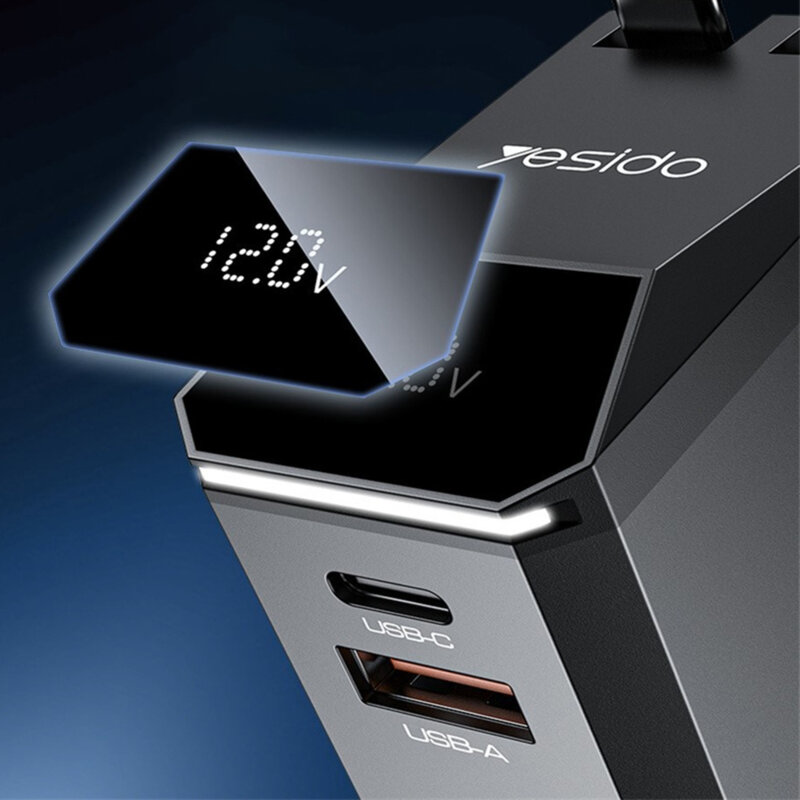 Incarcator auto cu cablu retractabil, 125W Yesido Y71, negru