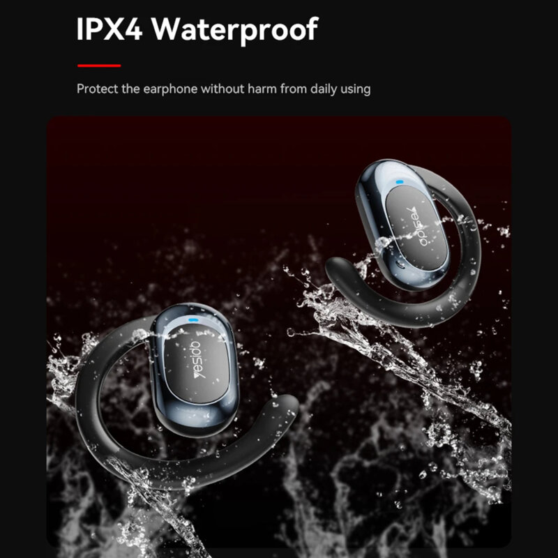 Casti wireless open-ear Yesido YSP13, LED, 600mAh, negru