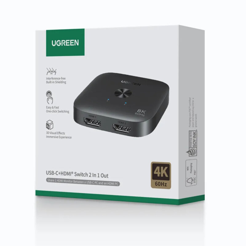 Splitter, adaptor Type-C, HDMI la 2x HDMI, 8K Ugreen, 65877